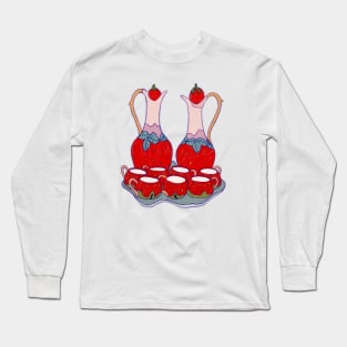 Vintage Strawberry Tea Set Long Sleeve T-Shirt